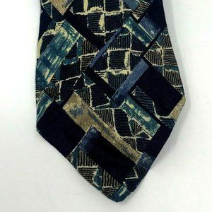 CC HUGHES Mens Necktie TIE Blue Tan Navy Blue